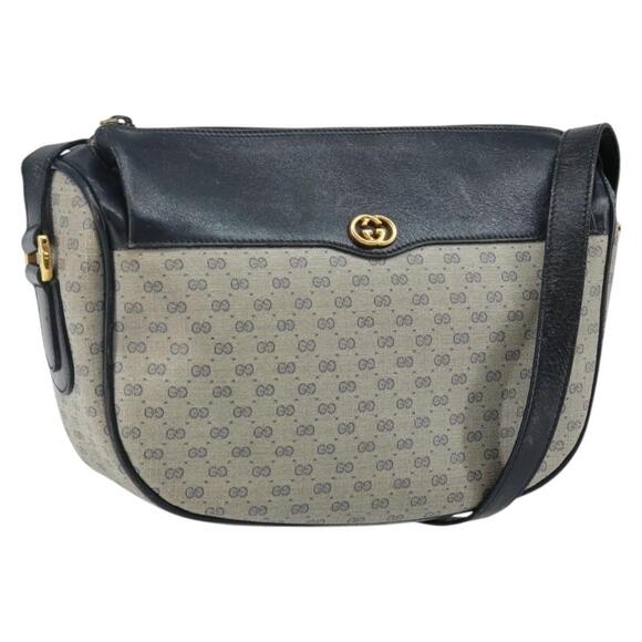 GUCCI Micro GG Supreme Shoulder Bag PVC Navy Gold 001 115 0918 Auth 143245 - Picture 1 of 16